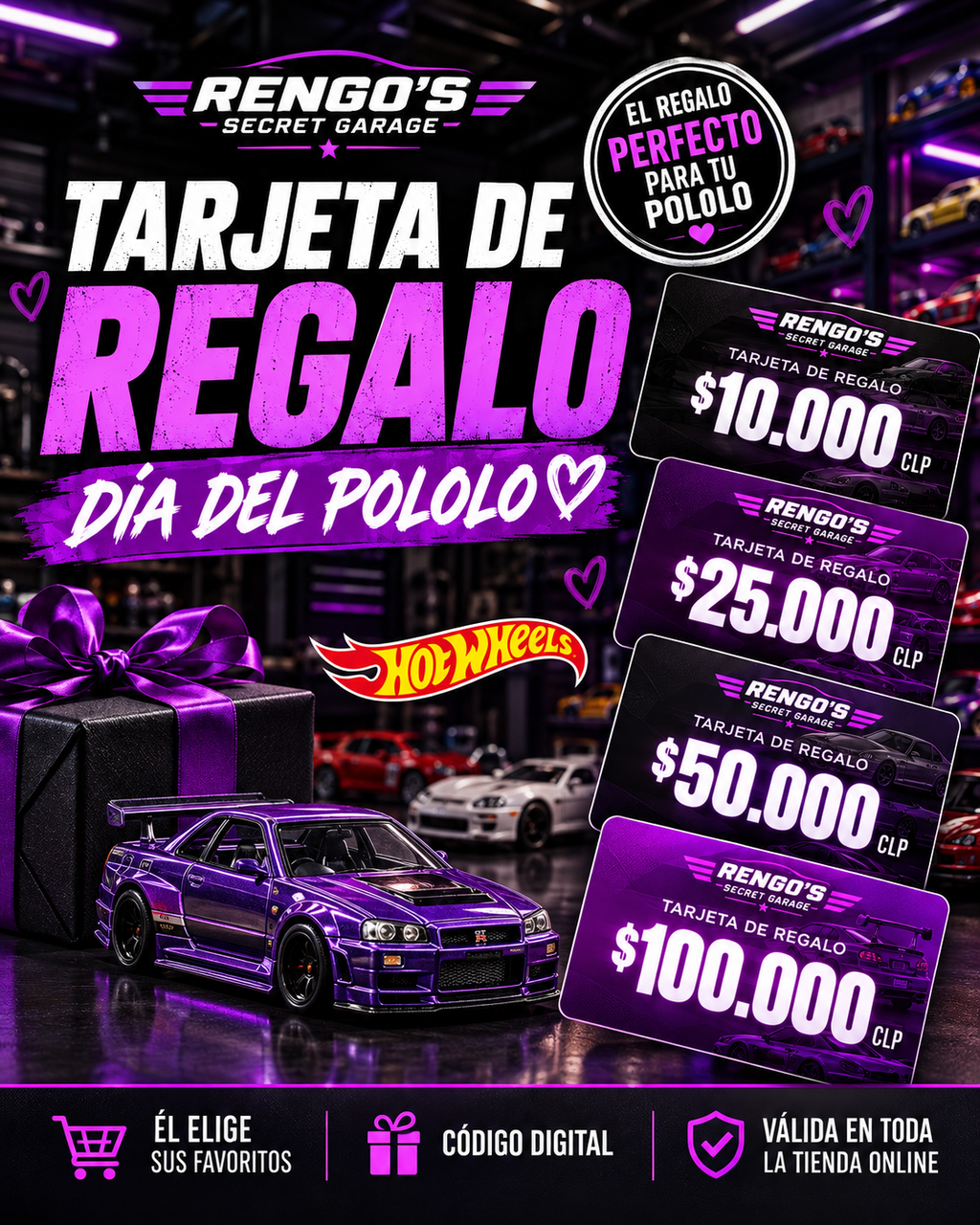 Tarjeta de Regalo Día del Pololo – Secret Garage