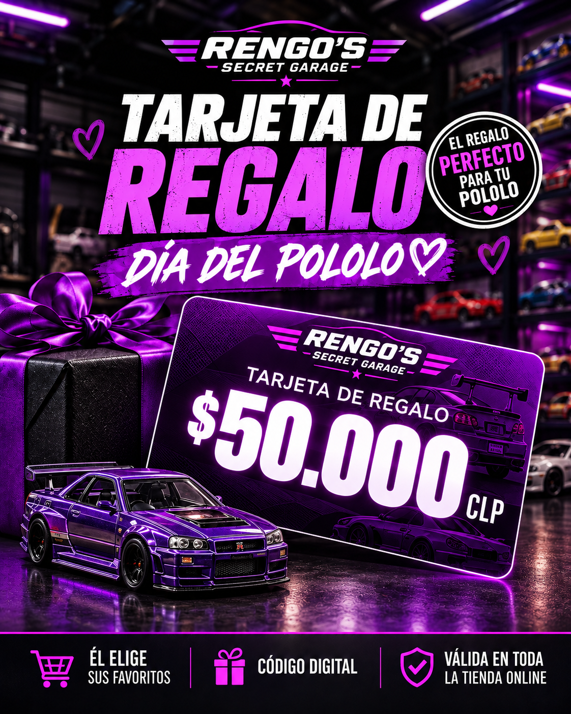 Tarjeta de Regalo Día del Pololo – Secret Garage